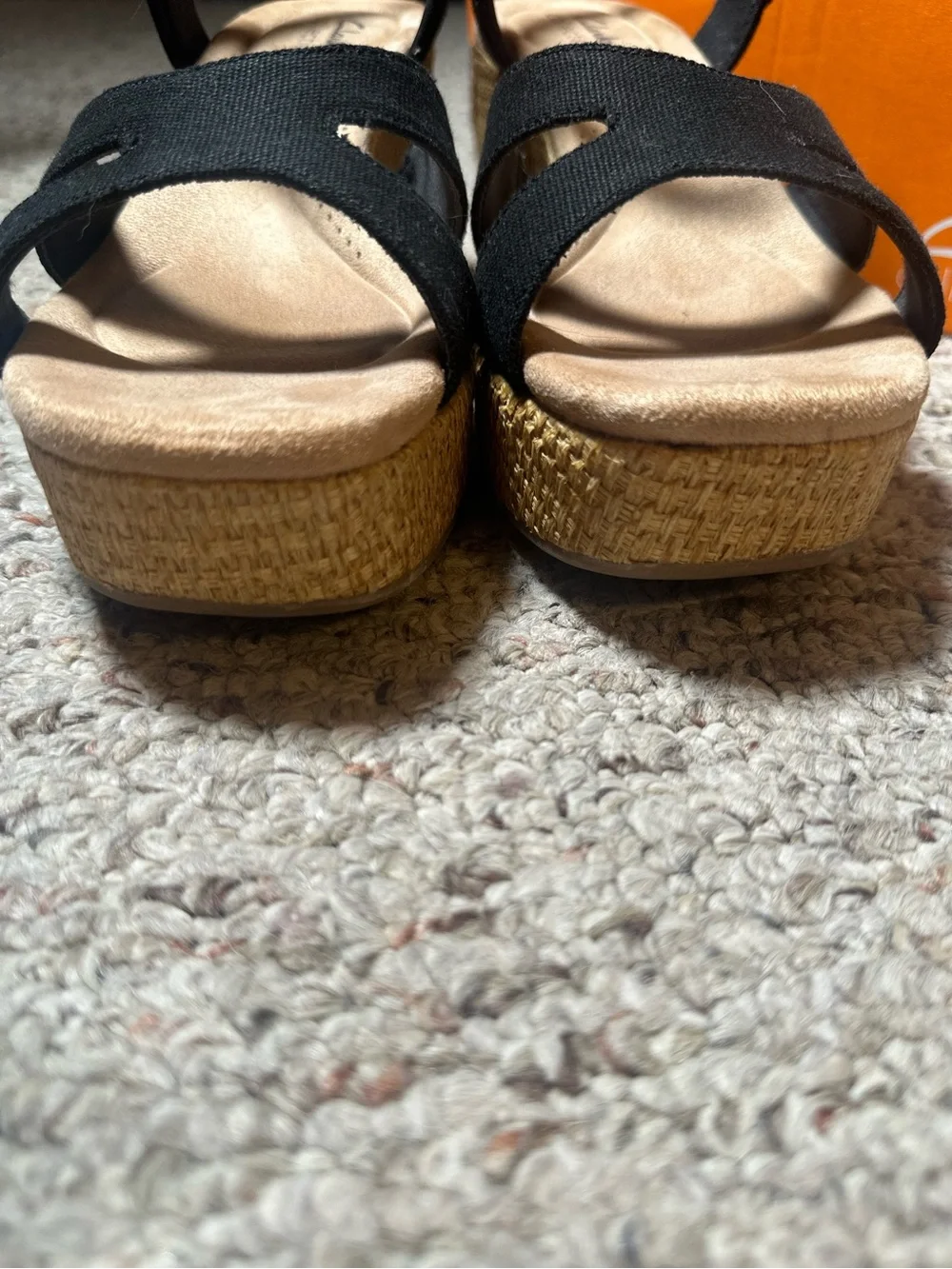 Clarks Platform Sandals Black Canvas Size 9